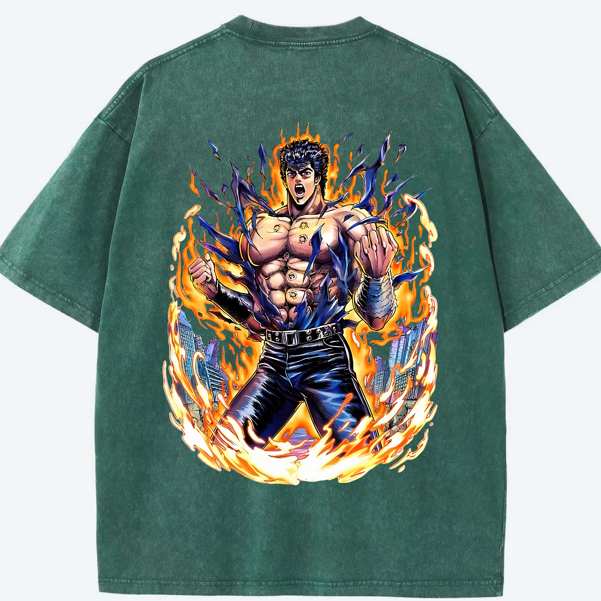 （画像用） 北斗の拳 Fist of the North Star 綿100% ヴィンテージ風 半袖Tシャツ（背面プリント）